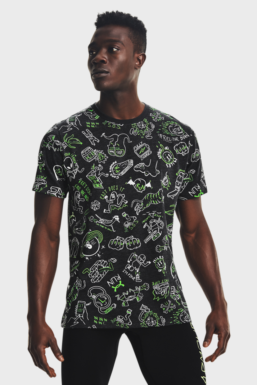 

Мужская черная футболка с принтом UA Run Ur Face Off Print SS Under Armour  1361484-001, Мужская черная футболка с принтом UA Run Ur Face Off Print SS Under Armour M 1361484-001