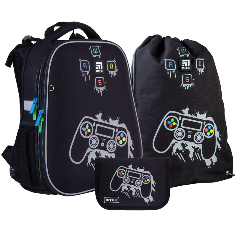 

Коллекция 2021! Набор школьный рюкзак + пенал + сумка для обуви Kite Education Gamer SET_K21-531M-2