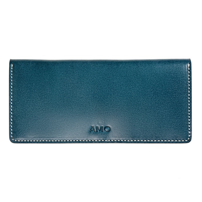 

Кожаный кошелёк AMO ACCESSORI AMOf2048-1blue горизонтальный Синий
