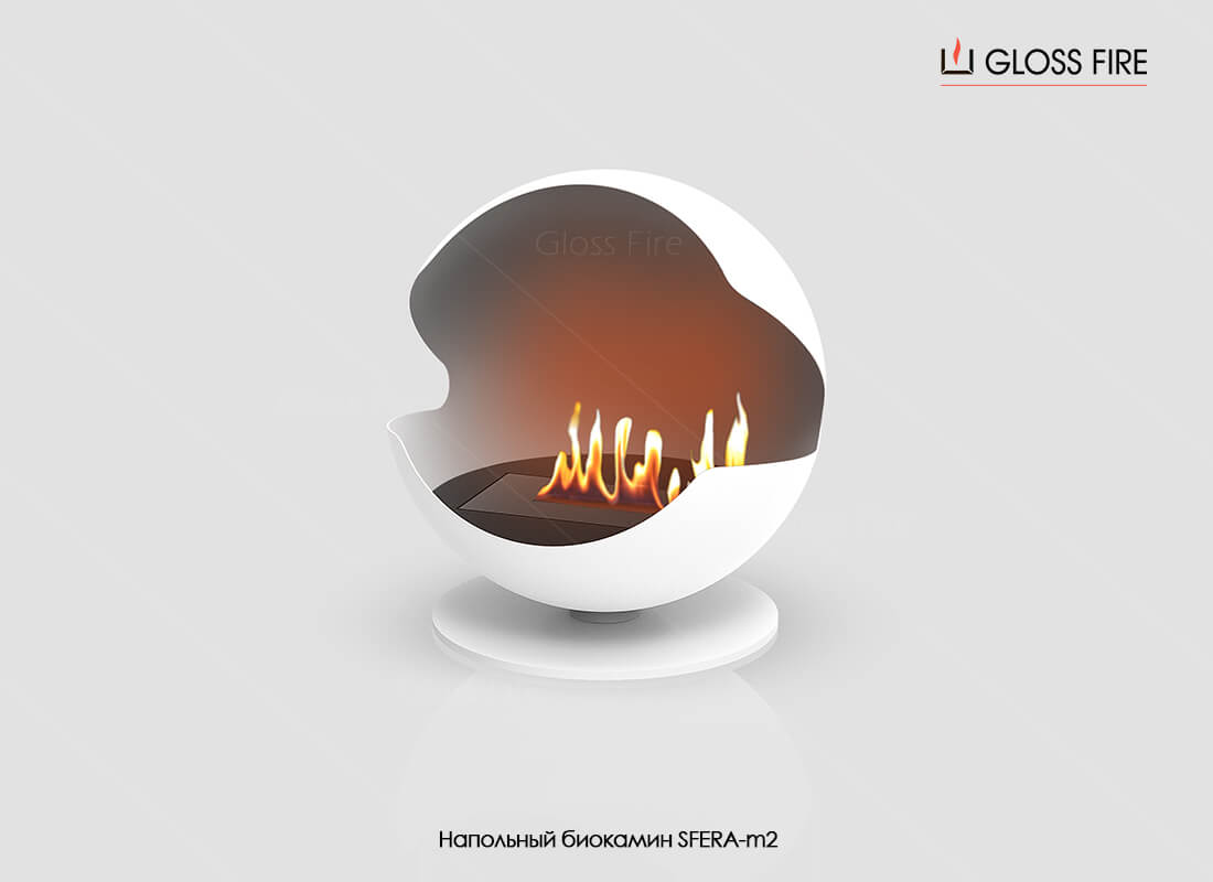 

Напольный биокамин Gloss Fire Sfera-m2 белый