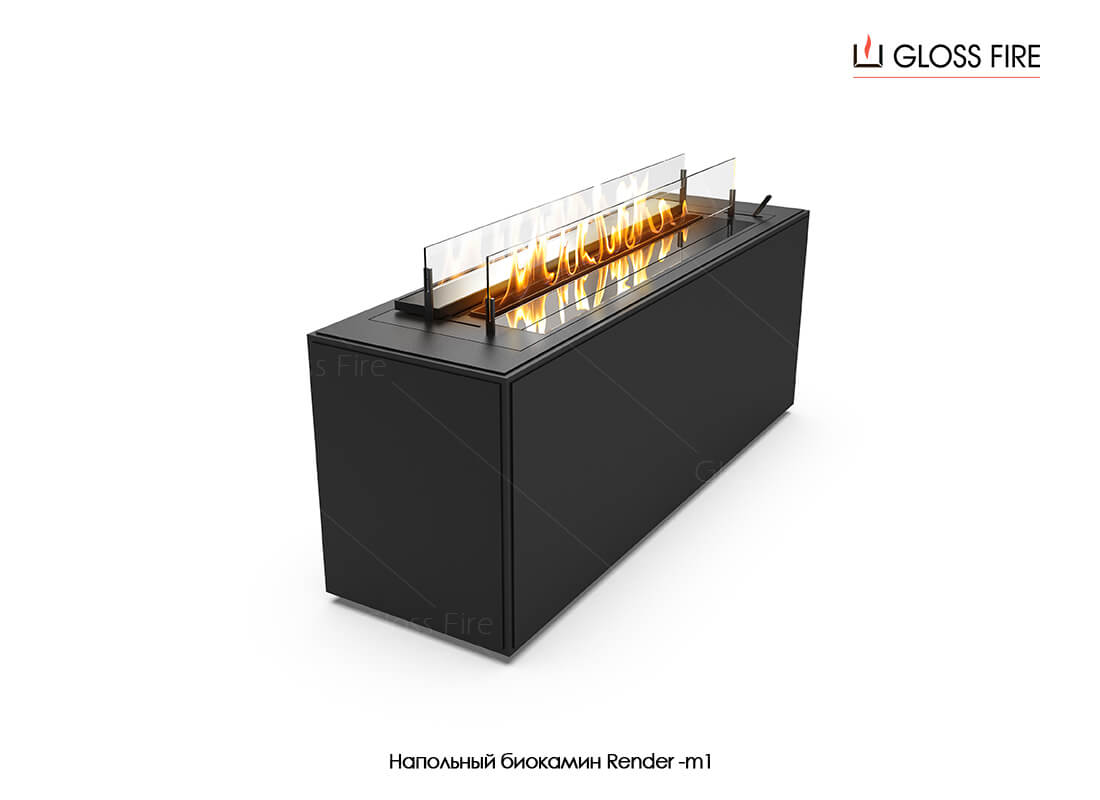 

Напольный биокамин Gloss Fire Render-m1 черный