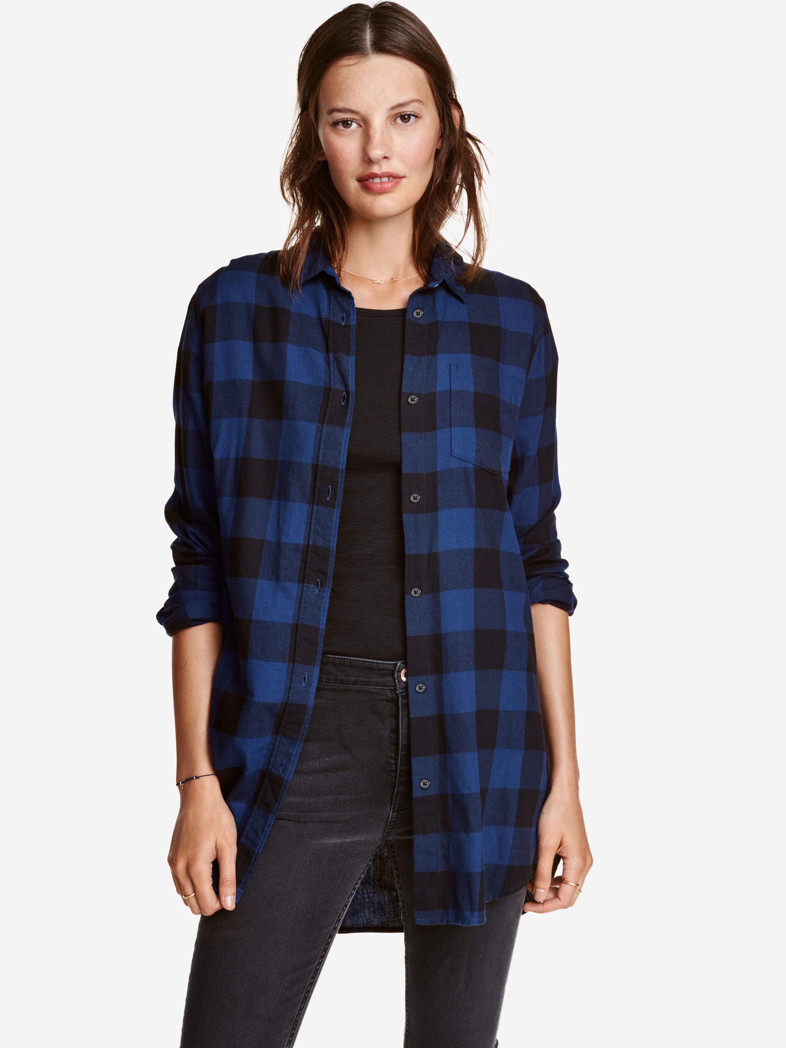 

Рубашка H&M 4178534-ABJE 44 Темно-синяя с черным