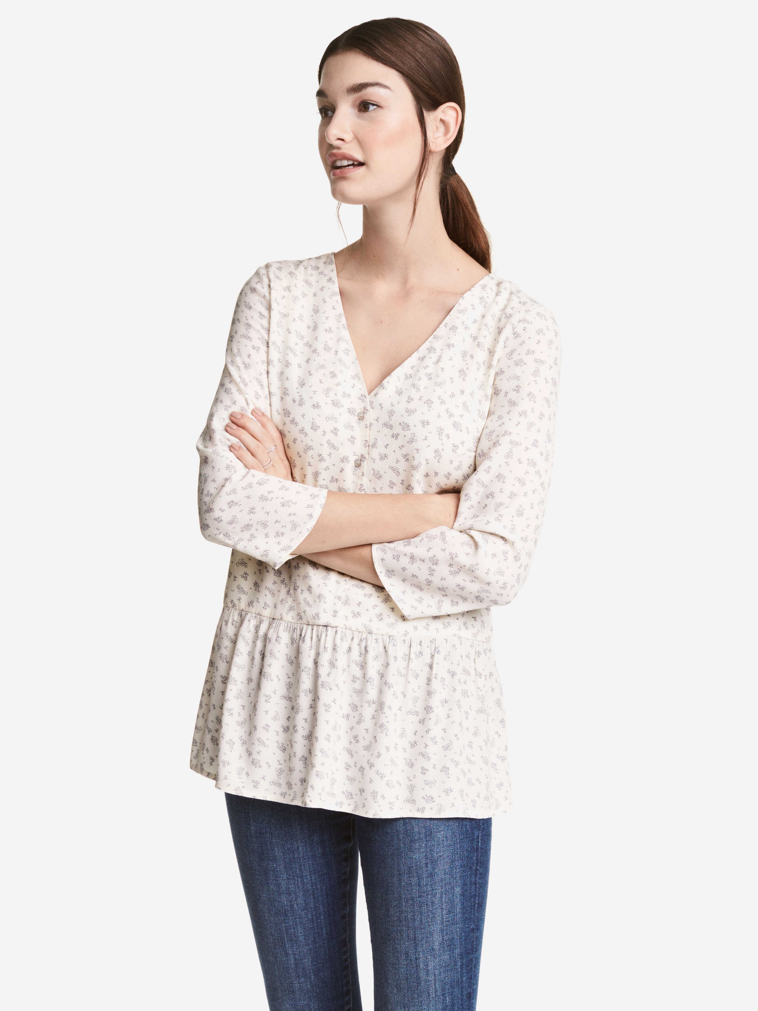 

Блузка для кормящих мам H&M 4755495-ABDQ XL Белая с серым