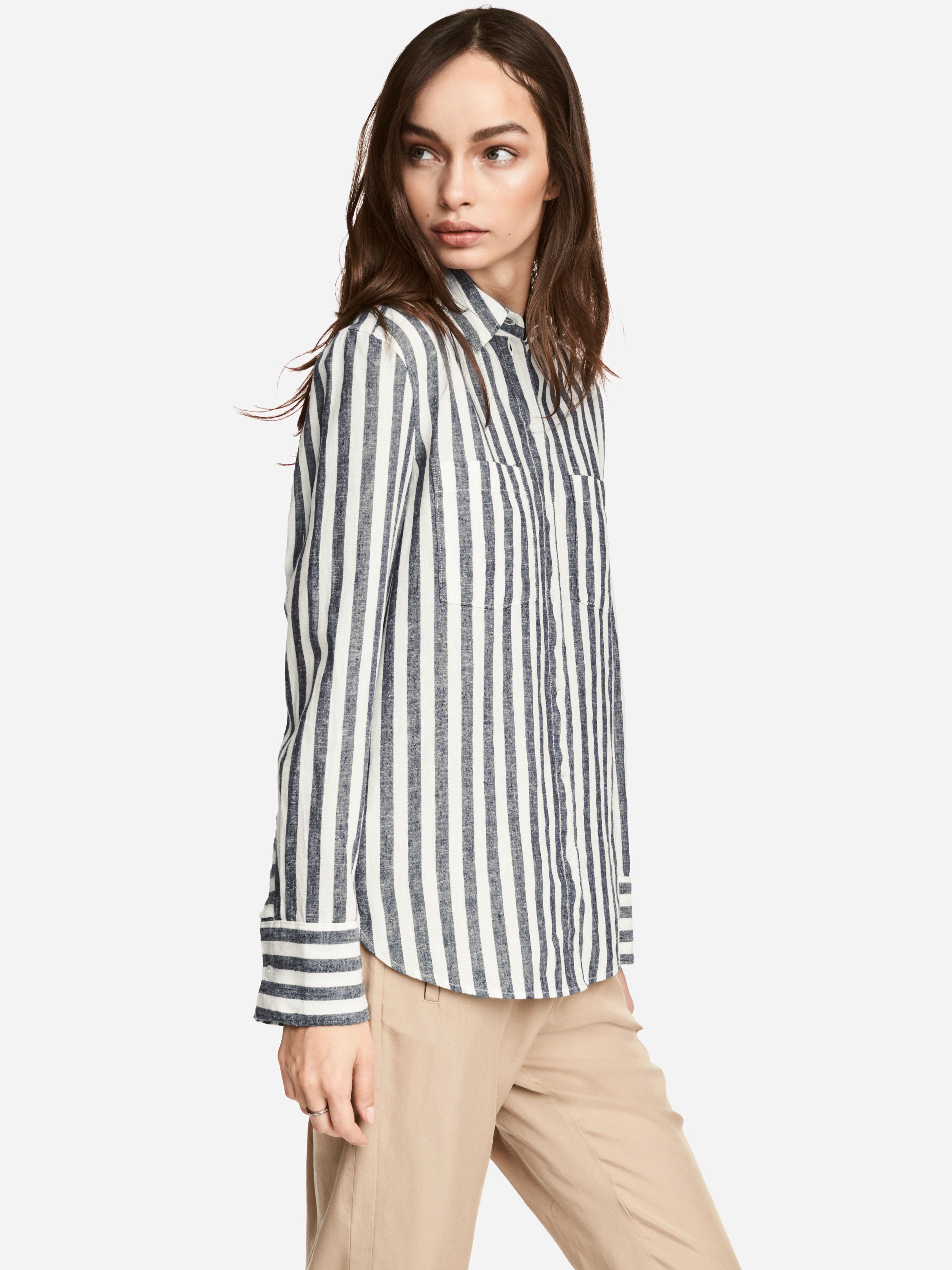 

Рубашка H&M 4719785-AAPC 34 Белая с серым