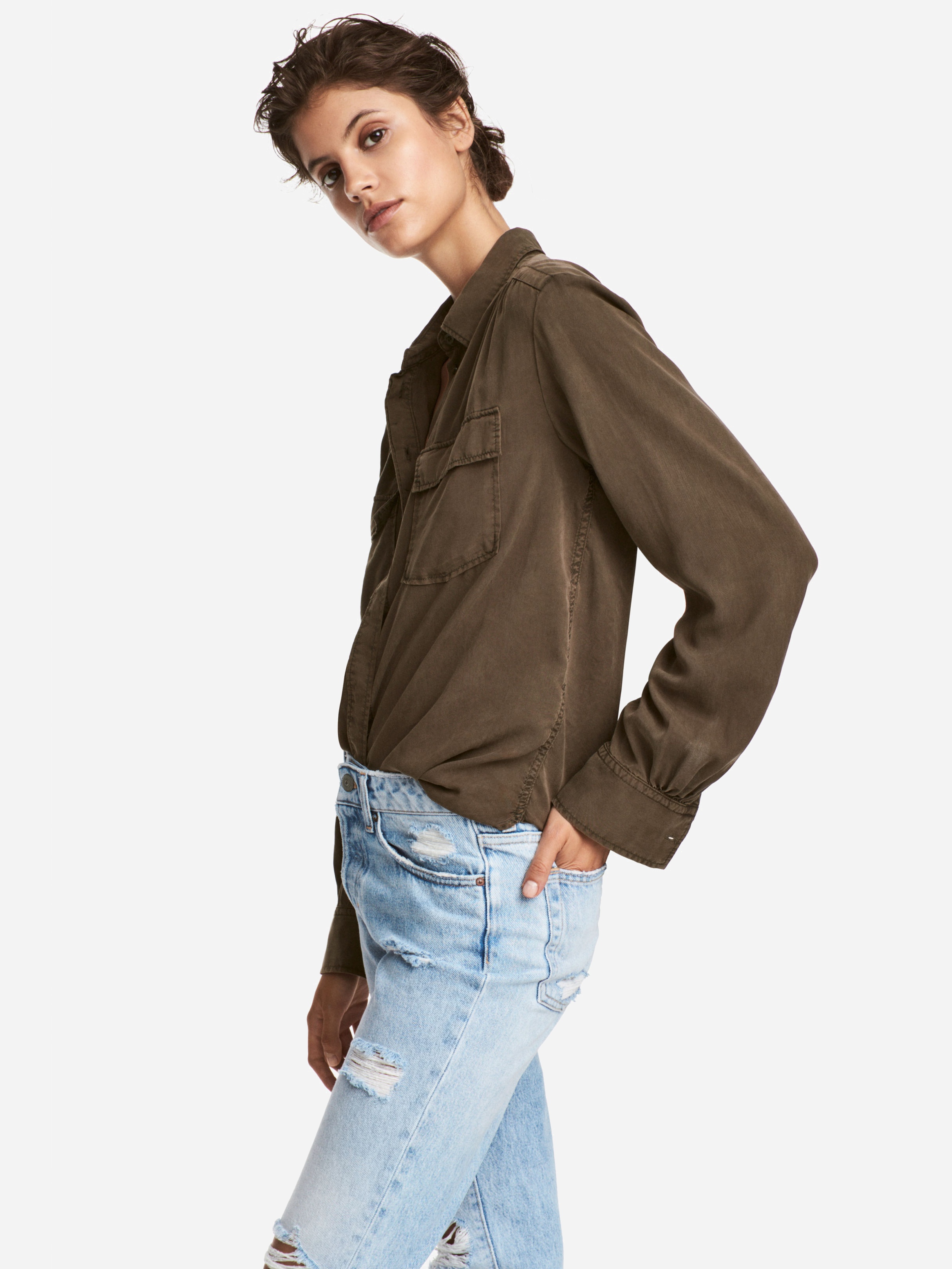 

Рубашка H&M 5236546-ABTE 36 Болотная