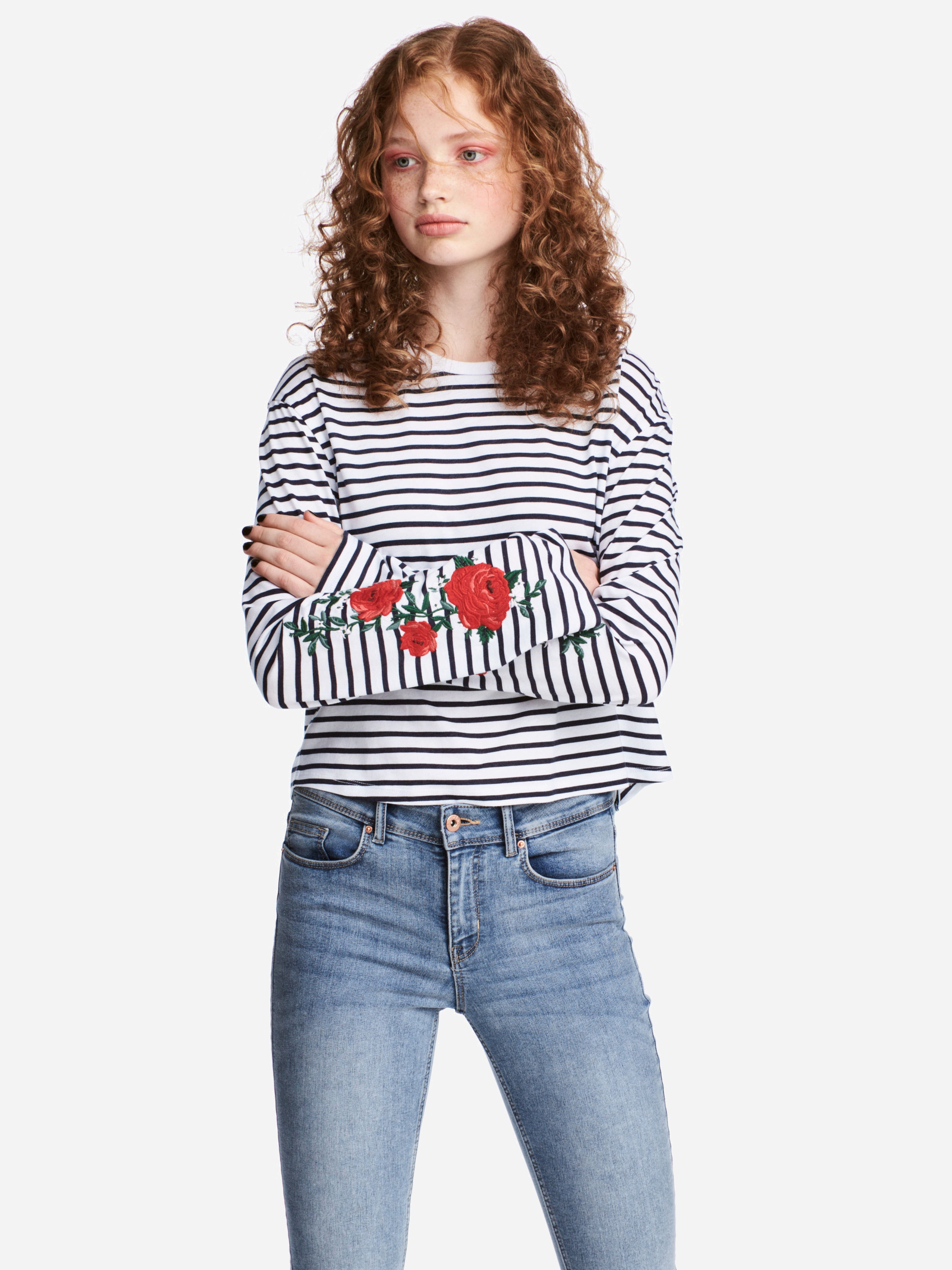 

Лонгслив H&M 5663876-ABOX XS Белый с синим