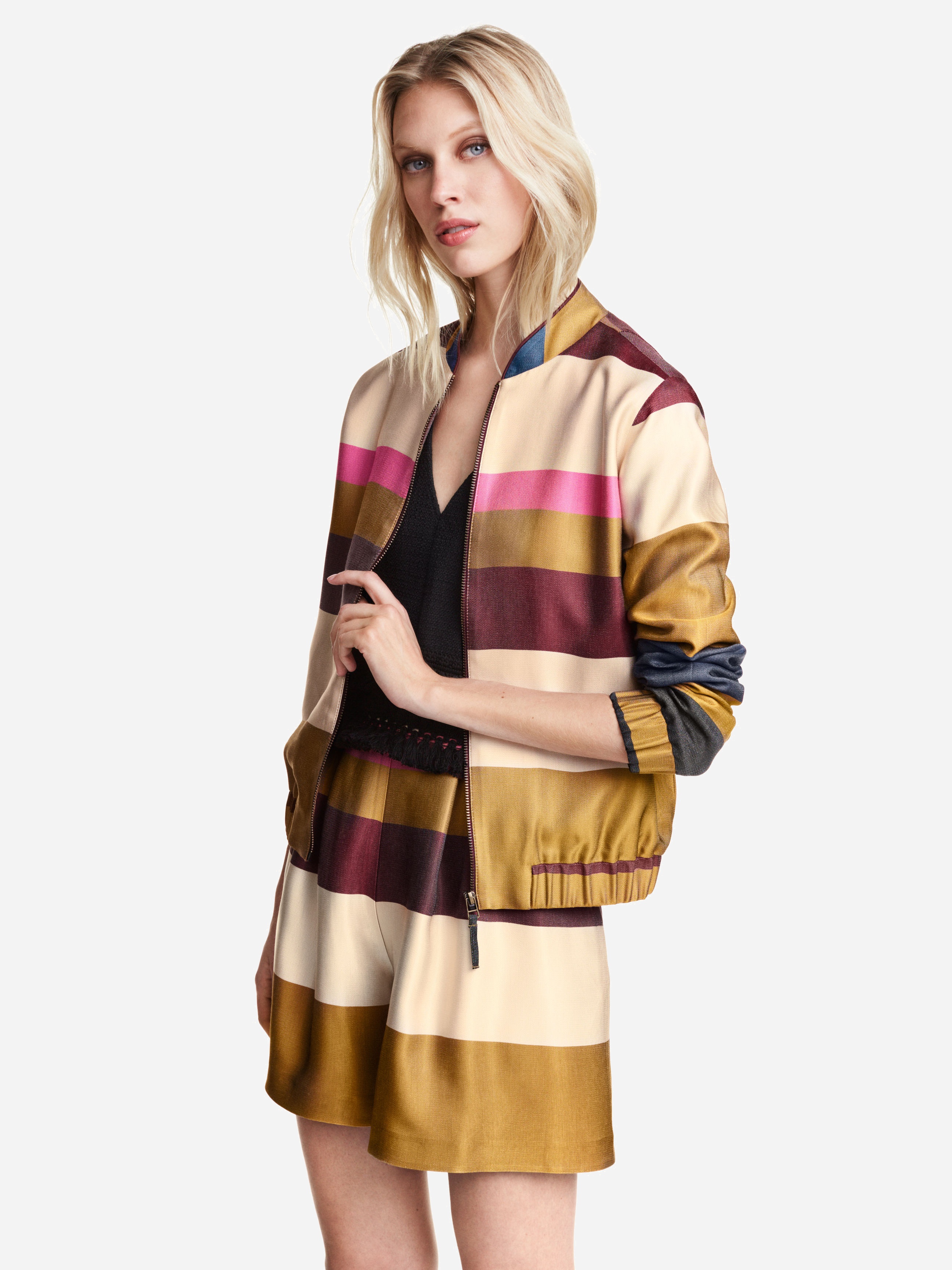 

Бомбер H&M 3264912-ADZR 32 Бежевый с бордовым