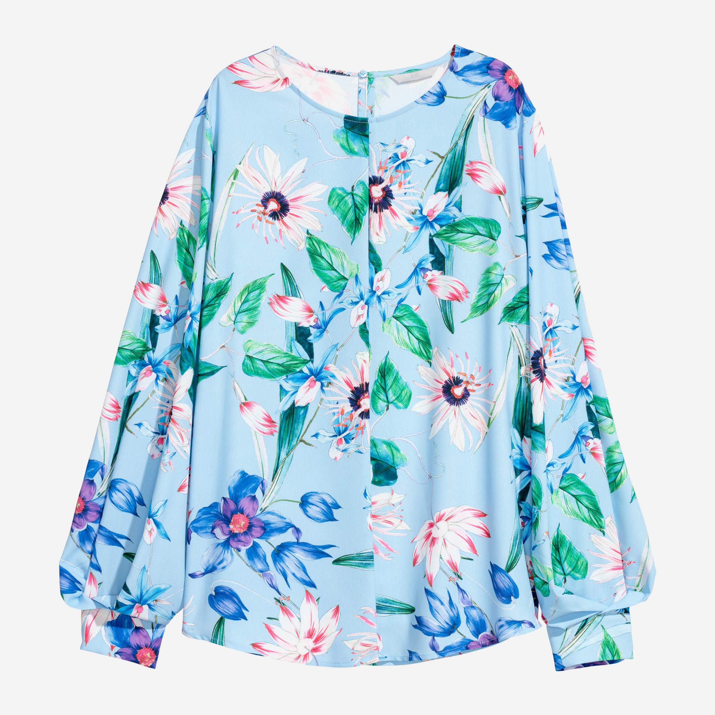 

Блузка H&M 6193247-ABED 34 Голубая с разноцветным