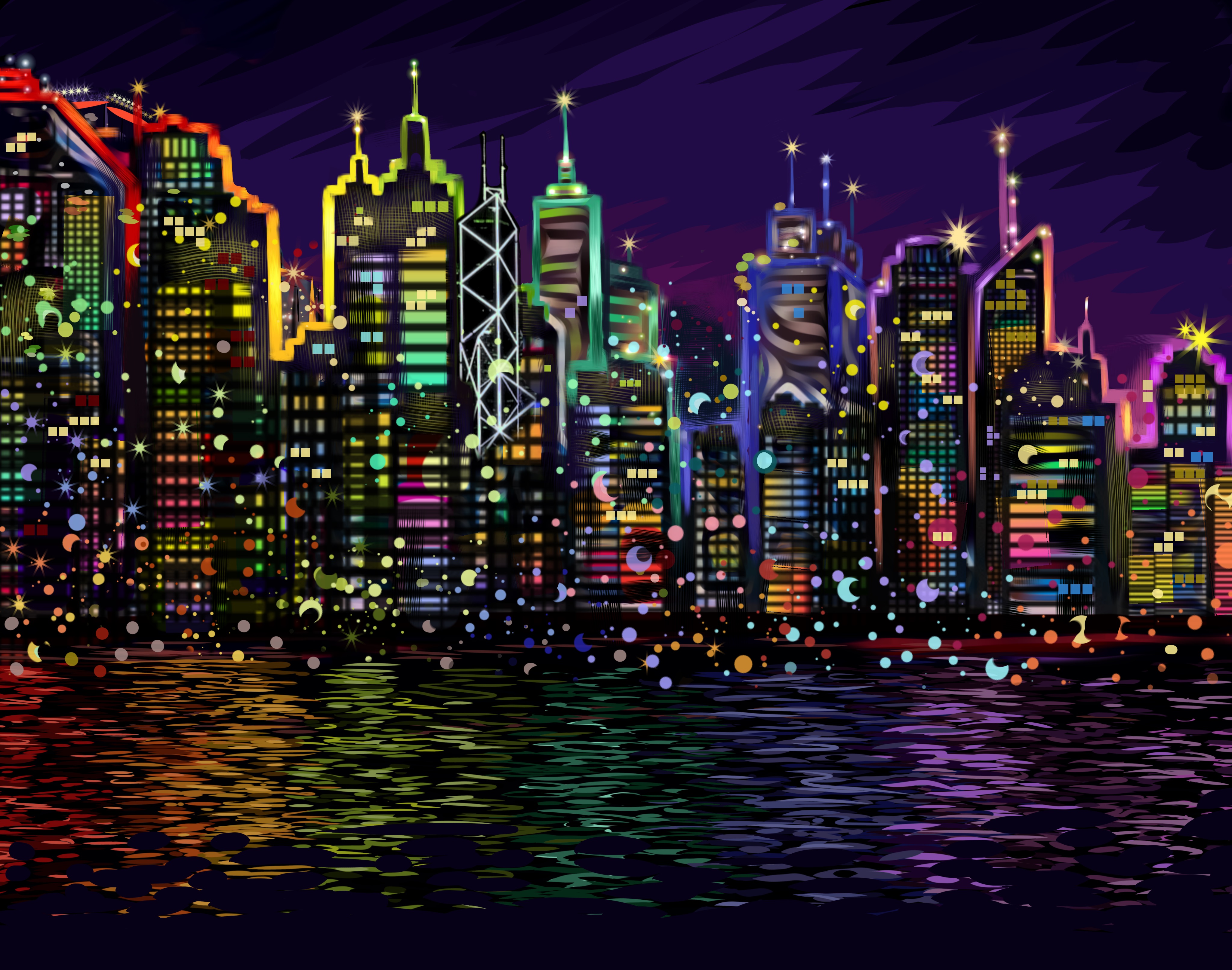 Картина по номерам ночной город