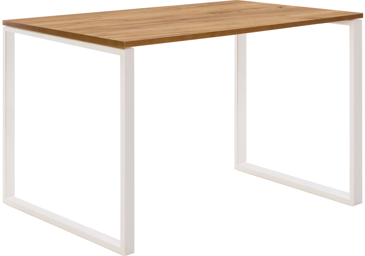 

Стол обеденный металл/ДСП BRAVOS H18 рама в цвете белый Новый стиль дуб коричневый