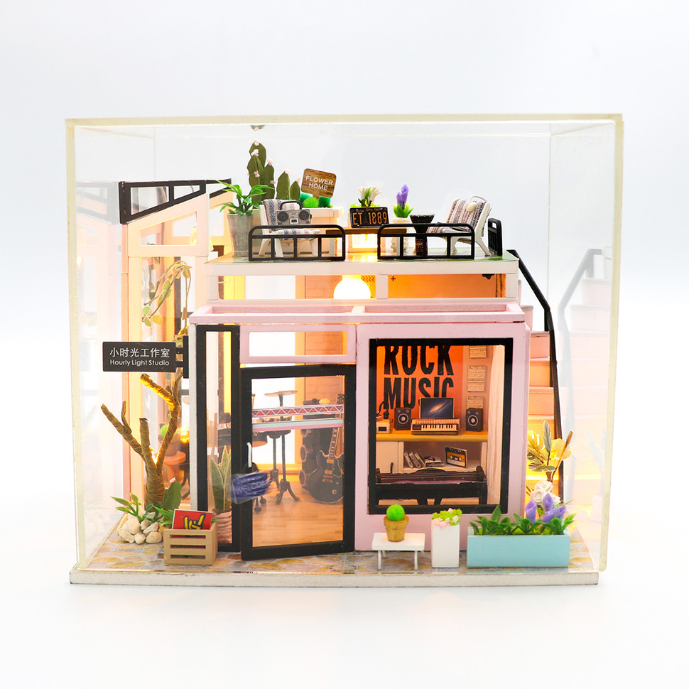 

3D Интерьерный конструктор DIY House Румбокс Hongda Craft "Студия звукозаписи" (с куполом)