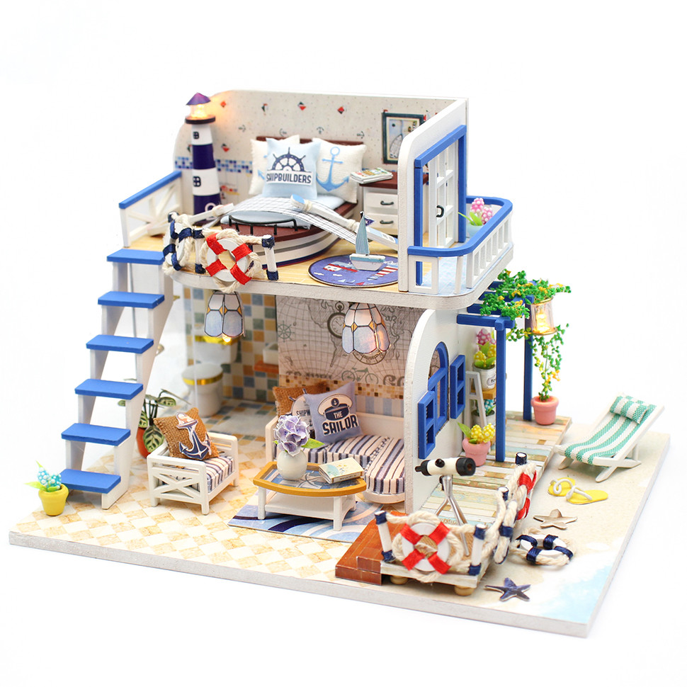 

3D Интерьерный конструктор DIY House Румбокс Hongda Craft "Домик у моря" (без купола)