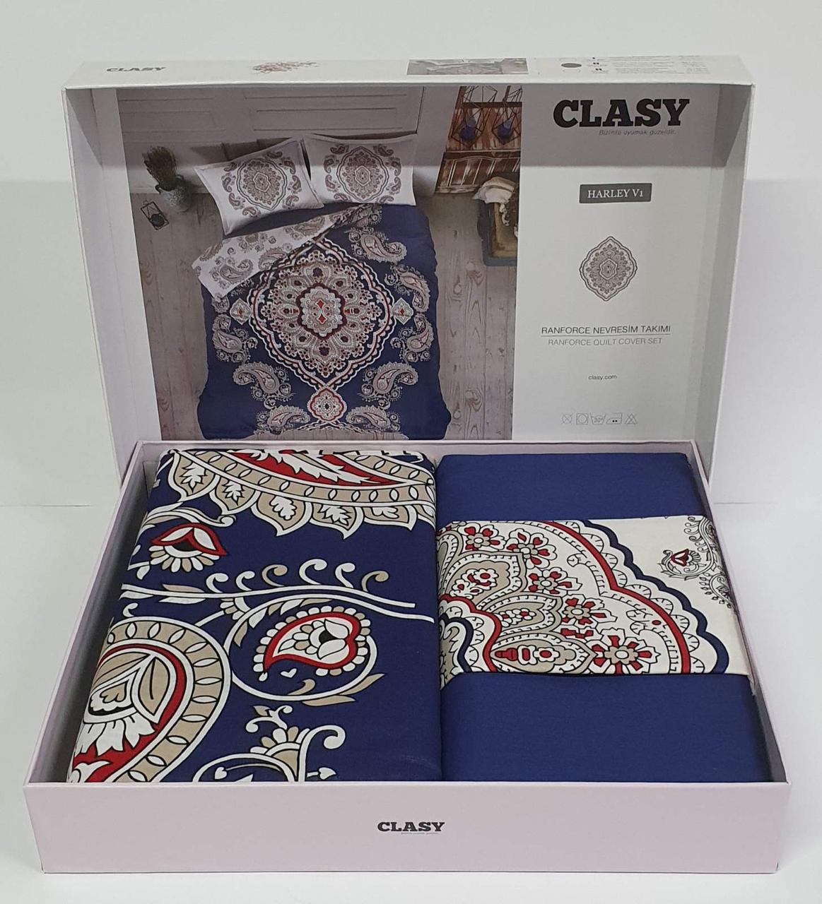 

Постельное белье CLASY ранфорс 200x220 см HARLEY V1 LACIVERT
