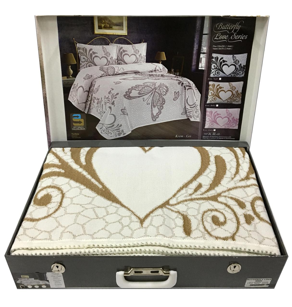 

Покрывало пике Acme Tekstil Butterfly Love Krem-Kahve