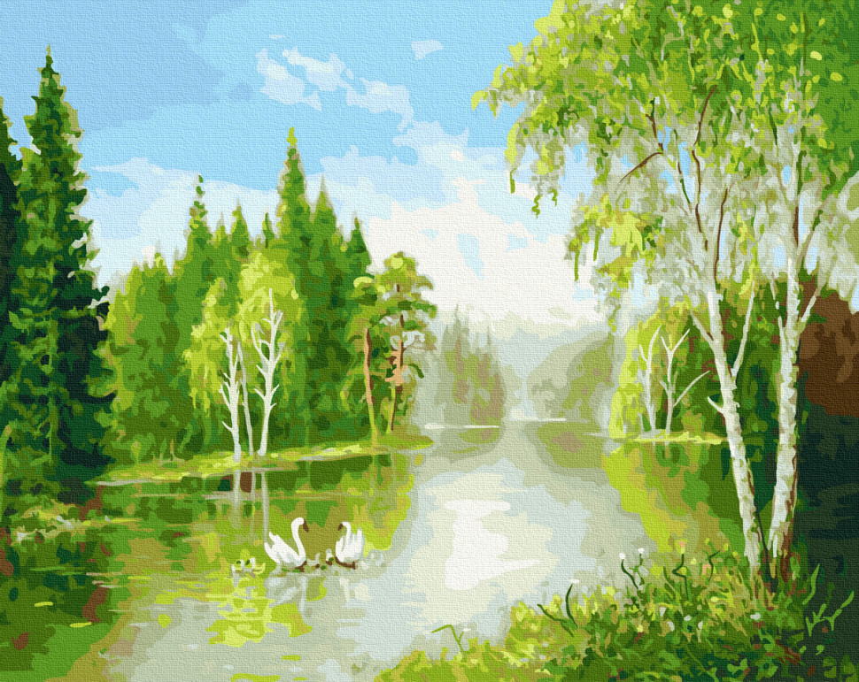

Картина по номерам Rainbow Art Лебединая пара GX37157-RA