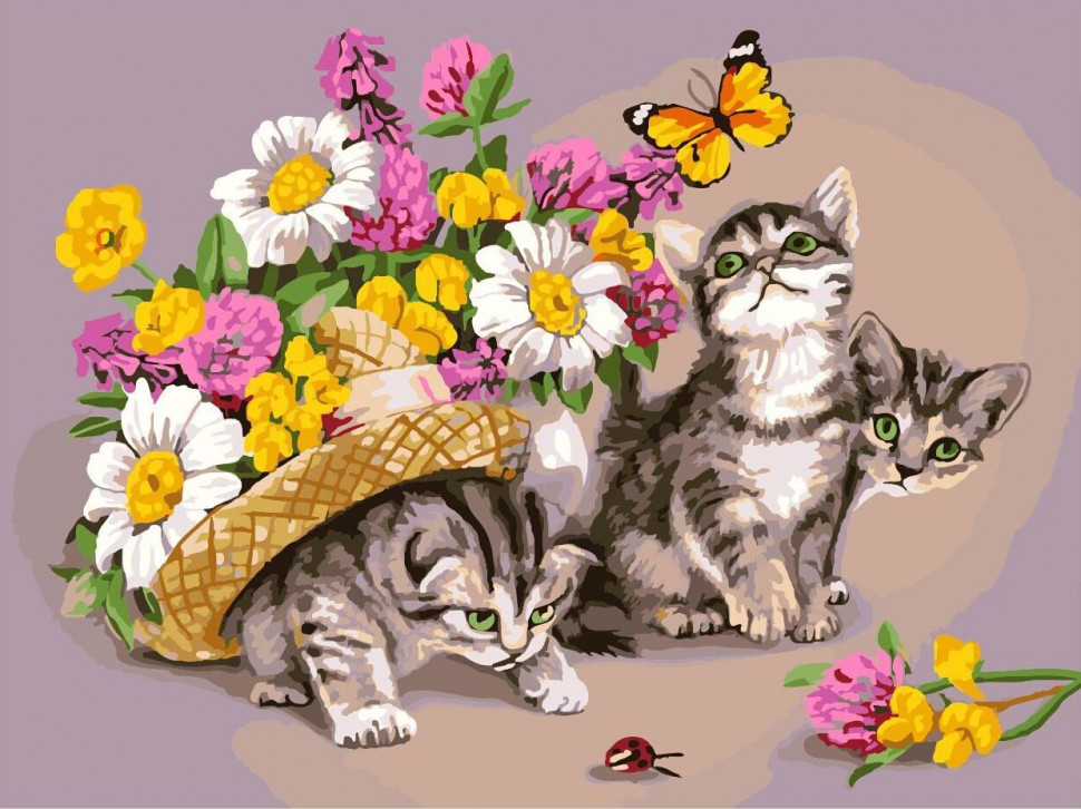 

Картина по номерам Brushme Котята в цветах GX3069