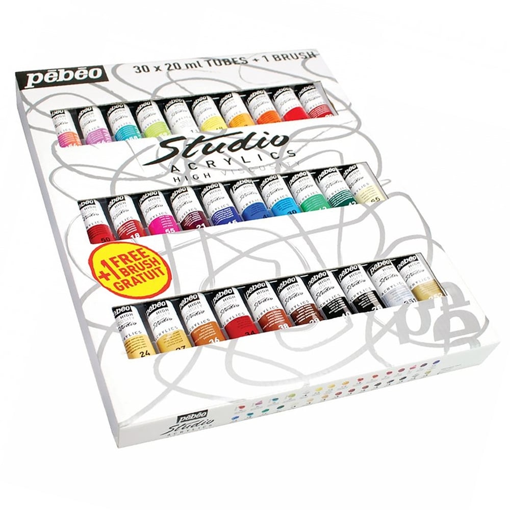 

Набор акриловых красок Studio Acrylics 30х20мл+1 кисть Pebeo