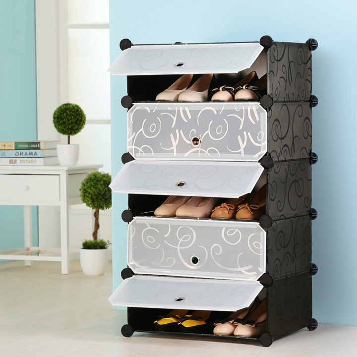 

Шкаф пластиковый для обуви Storage Cube Cabinet «А1-5» 37x37x90 см. Черный