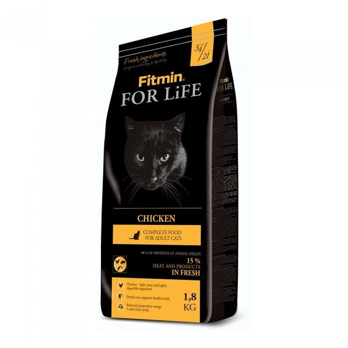 

Сухой корм для взрослых кошек с курицей Fitmin For Life Chicken 1,8 кг