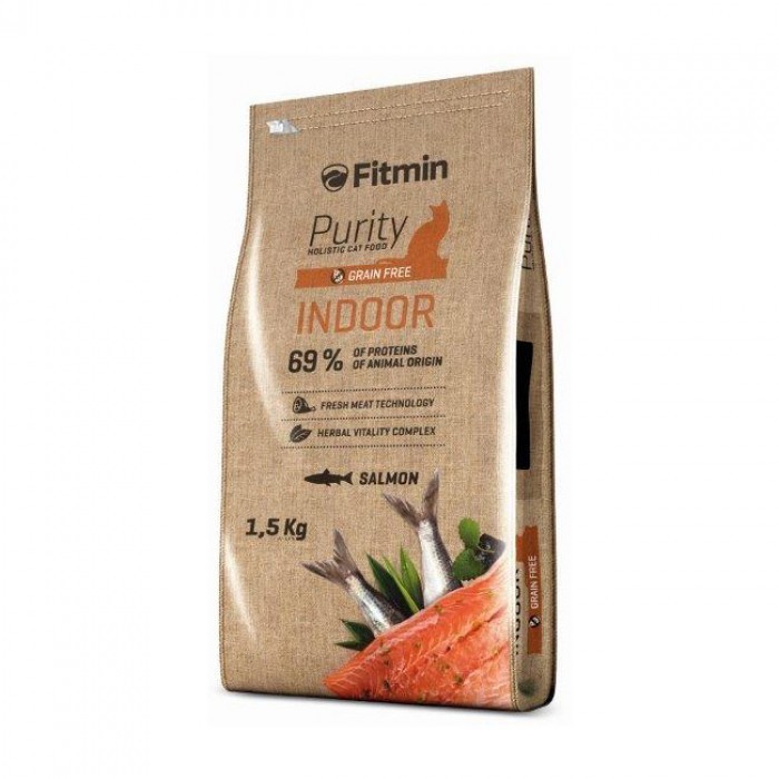 

Сухой корм для кошек живущих в помещениях с лососем Fitmin Purity Indoor 1,5 кг