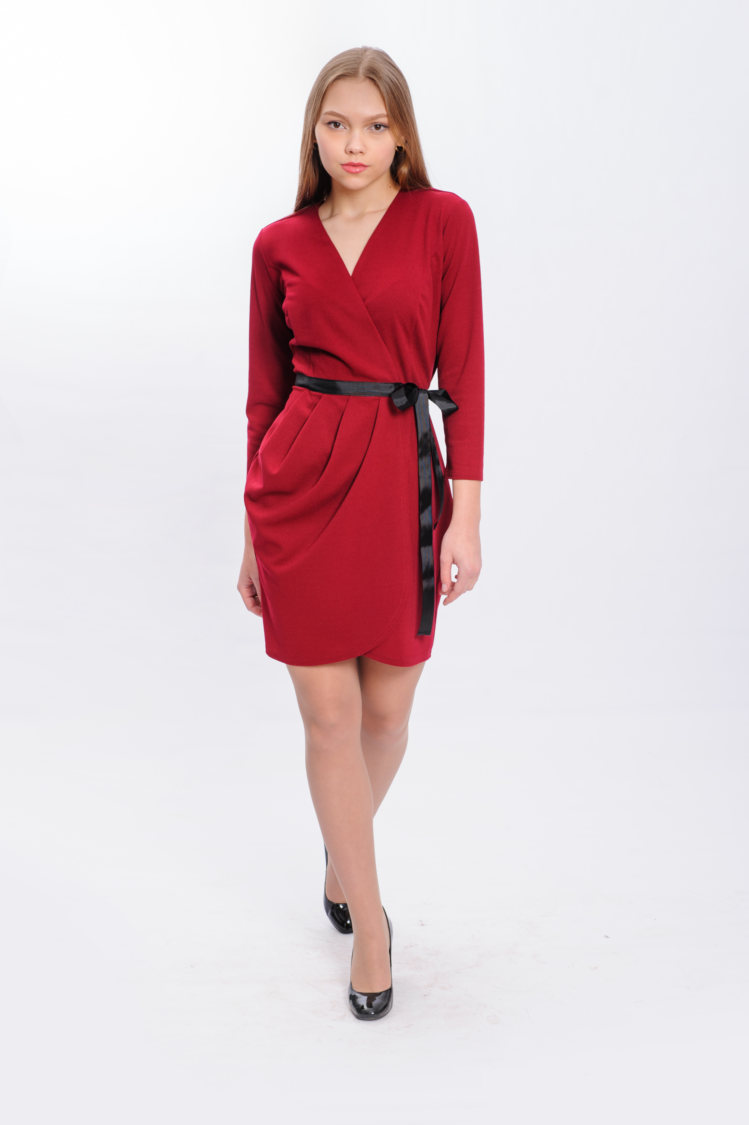 

Платье Wear me женское на запах нарядное L Красный 2w/19/49