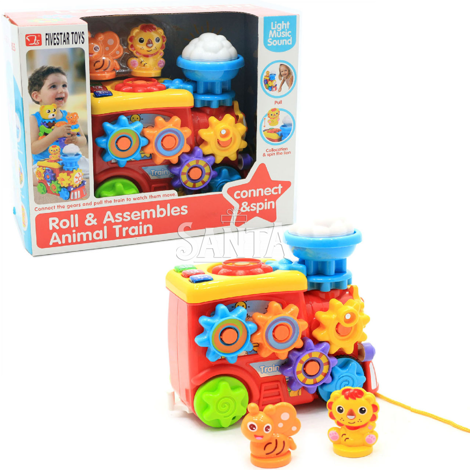 

Игра-каталка Паровоз, 21см, музыка, звук, свет, шестеренки, на бат-ке (35862)
