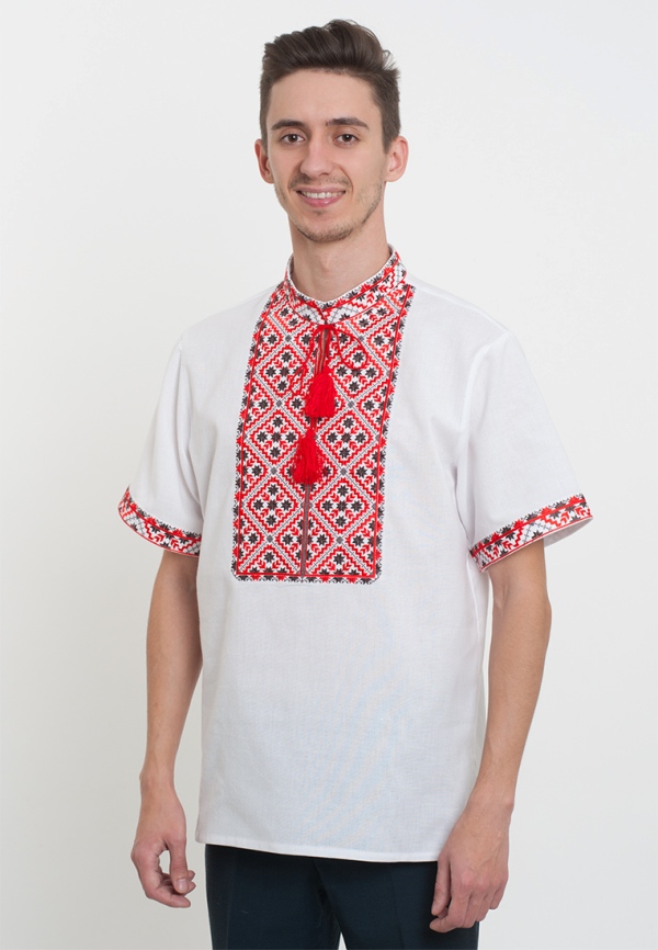 

Мужская вышиванка Vyshyvanka "Короткий рукав" 50 Белая 4216к.р.