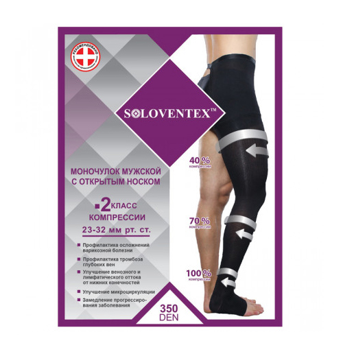 

Моночулок компрессионный мужской Soloventex арт.550-4 с открытым носком 2 класс компрессии 350 DEN Левый 3-й L Черный (2341-24097)