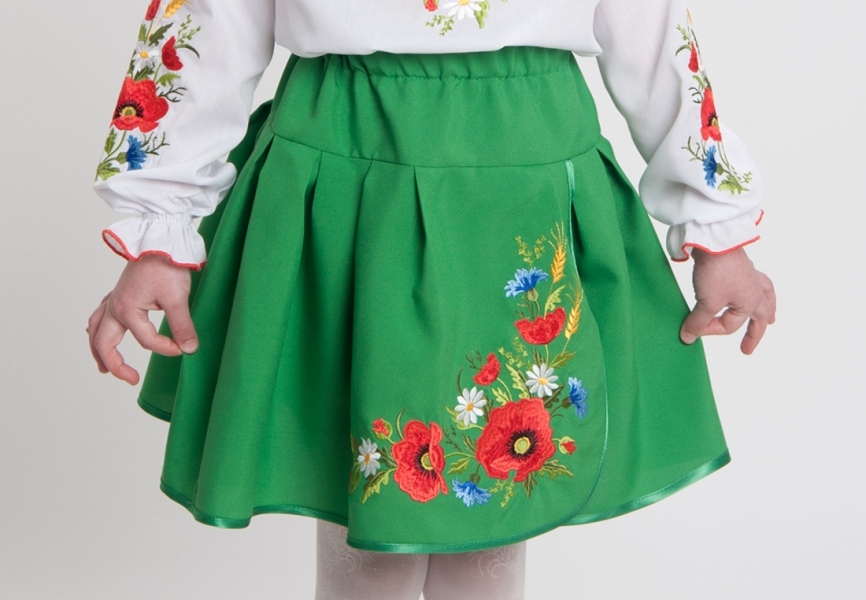 

Юбка для девочки Vyshyvanka "Маки, васильки, ромашки" 140 Зеленая 4319