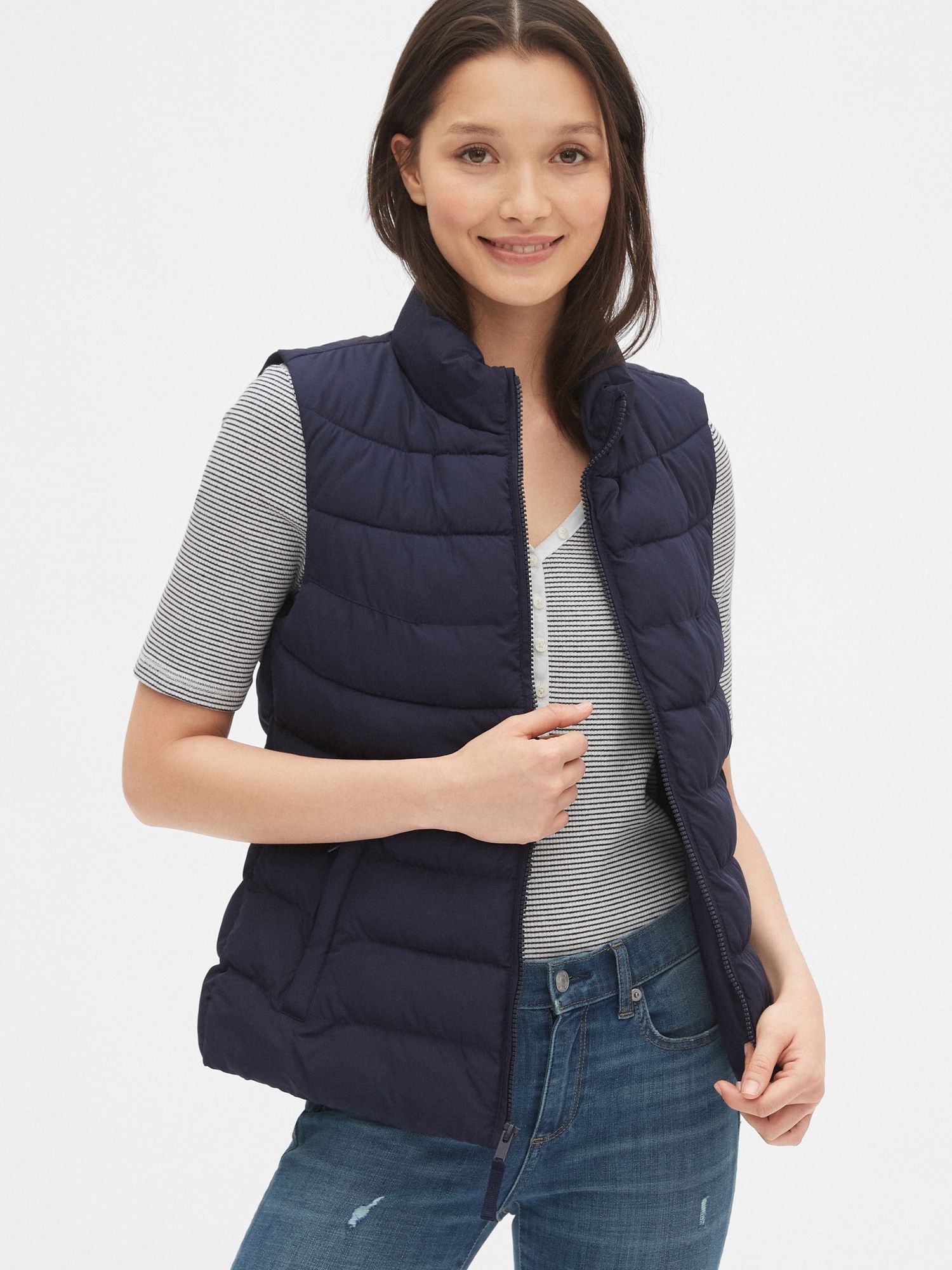

Теплая женская жилетка GAP безрукавка art920509 (Синий, размер XL)