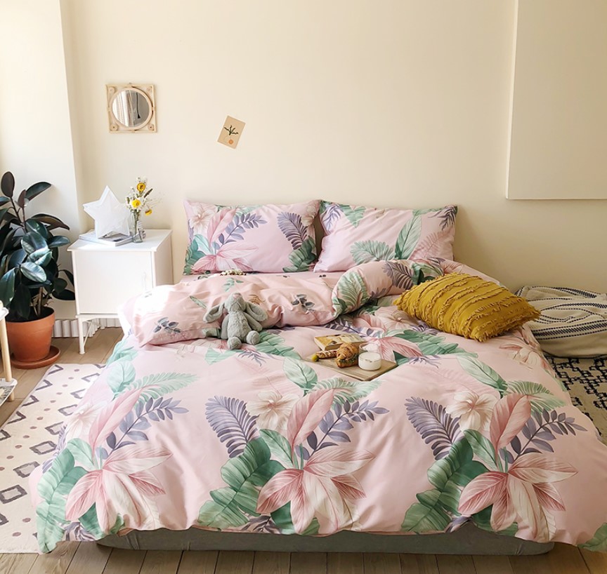 

Комплект постельного белья Leaves (полуторный) Berni Home Розовый