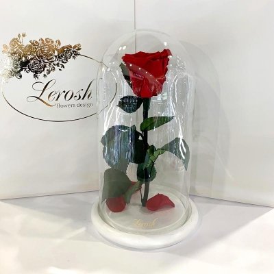 

Красная роза в колбе Lerosh - Classic 27 см на белой подставке (SKL15-279558)