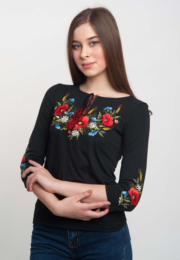 

Футболка Vyshyvanka "Маки, васильки, колоски"  Черная 5125, Футболка Vyshyvanka "Маки, васильки, колоски" L Черная 5125