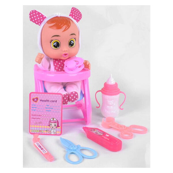 

Пупс плачущий младенец с большими глазами и головой Baby Lovely со стульчиком и аксессуарами Белый (r6254649)