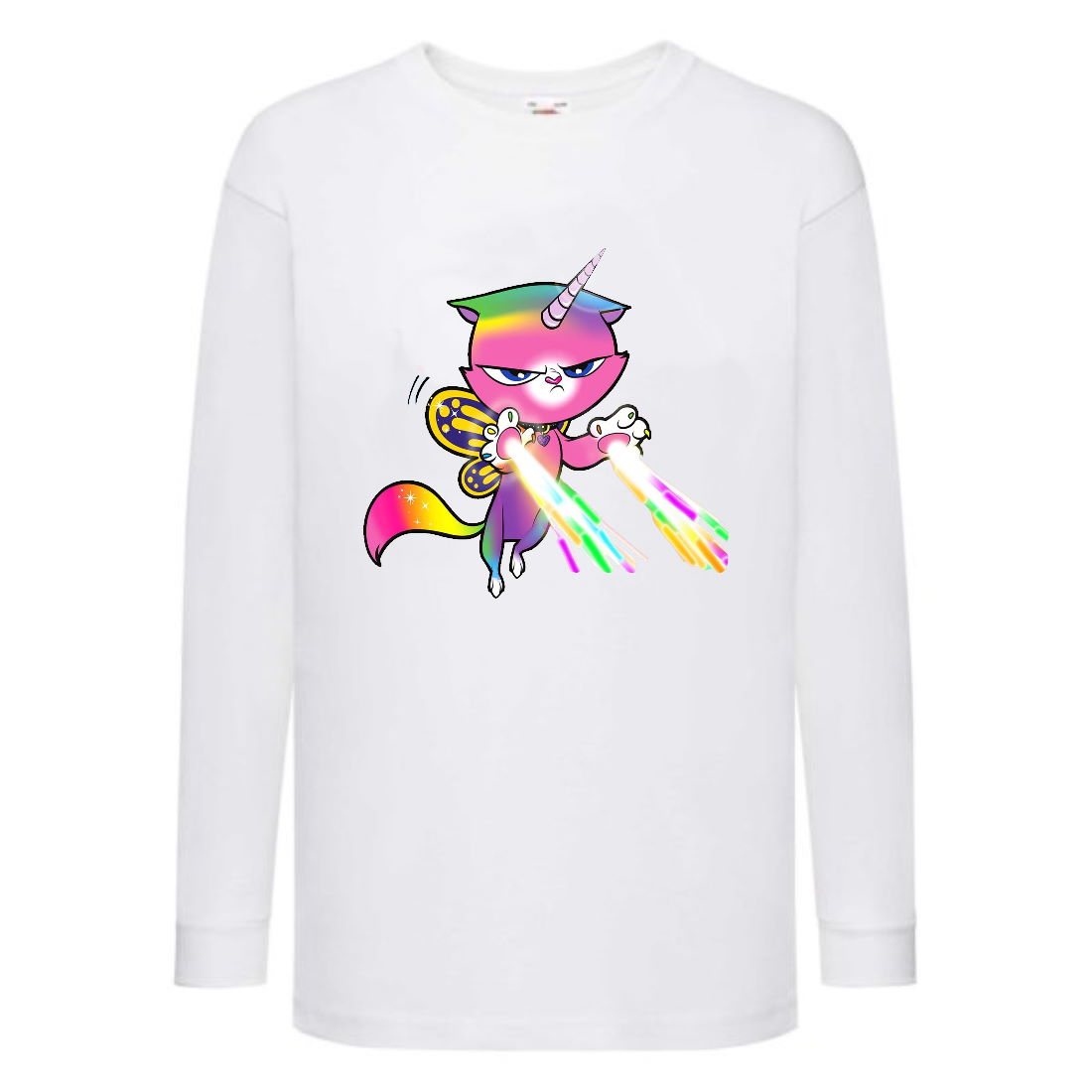 

Лонгслив реглан Радужная Кошка 002 (Rainbow Cat) белый (RNC wh 002) 104 см