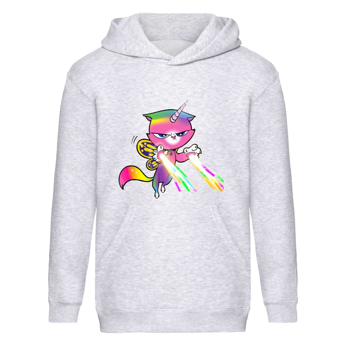 

Худи детская Радужная Кошка 002 (Rainbow Cat) серый (RNC gry 002) 128 см