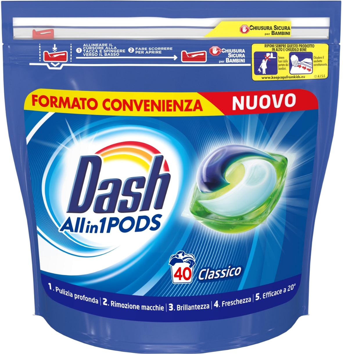 

Гель-капсулы для стирки 3в1 Dash Classico 40 шт