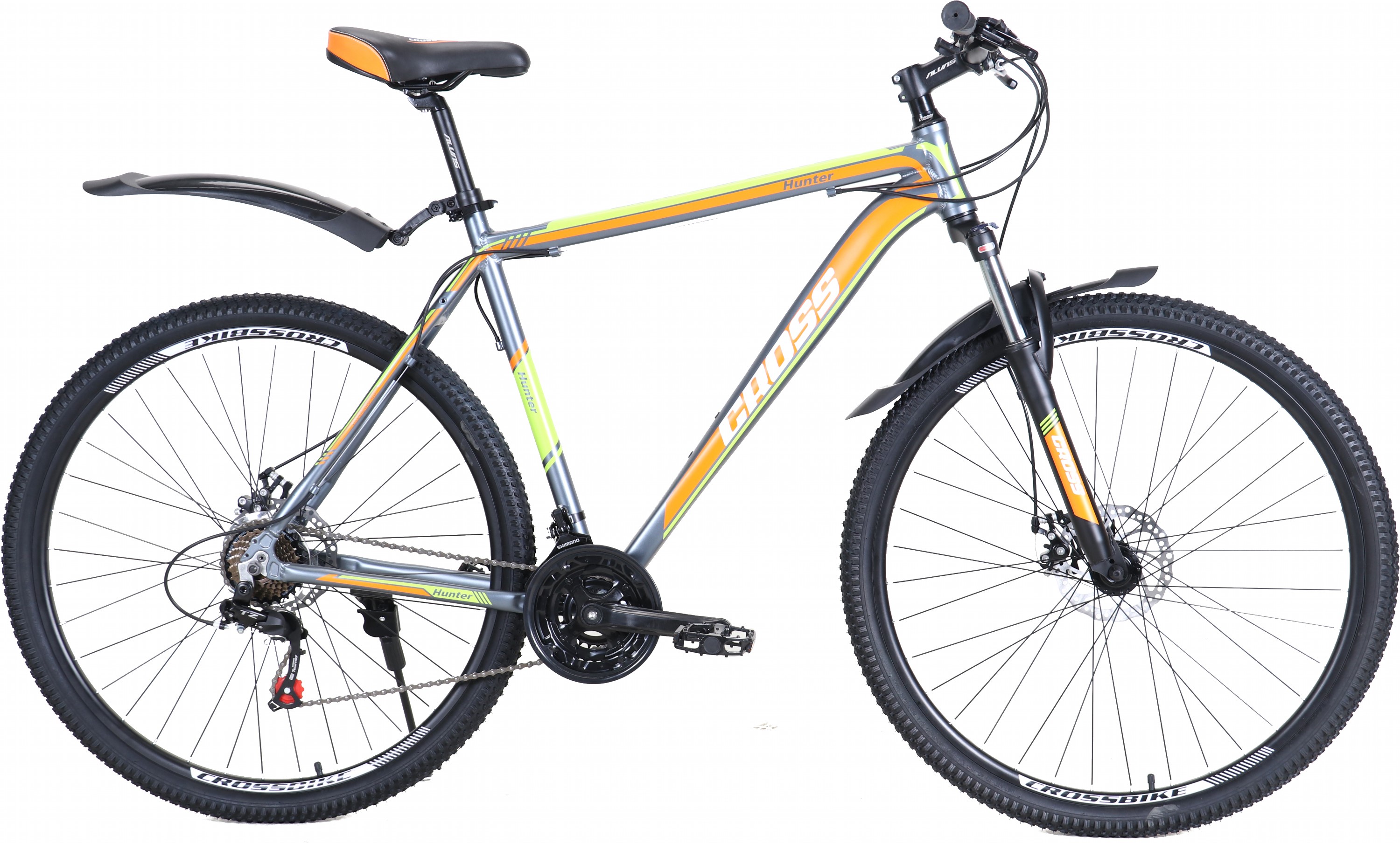 

Велосипед Cross Hunter 29" 22" 2021 Gray-orange-lightgreen (29CJAS21-003402)