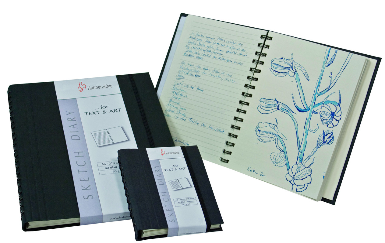 

Скетчбук для записей и набросков Hahnemuhle Diary на спирали 60л 120г А6