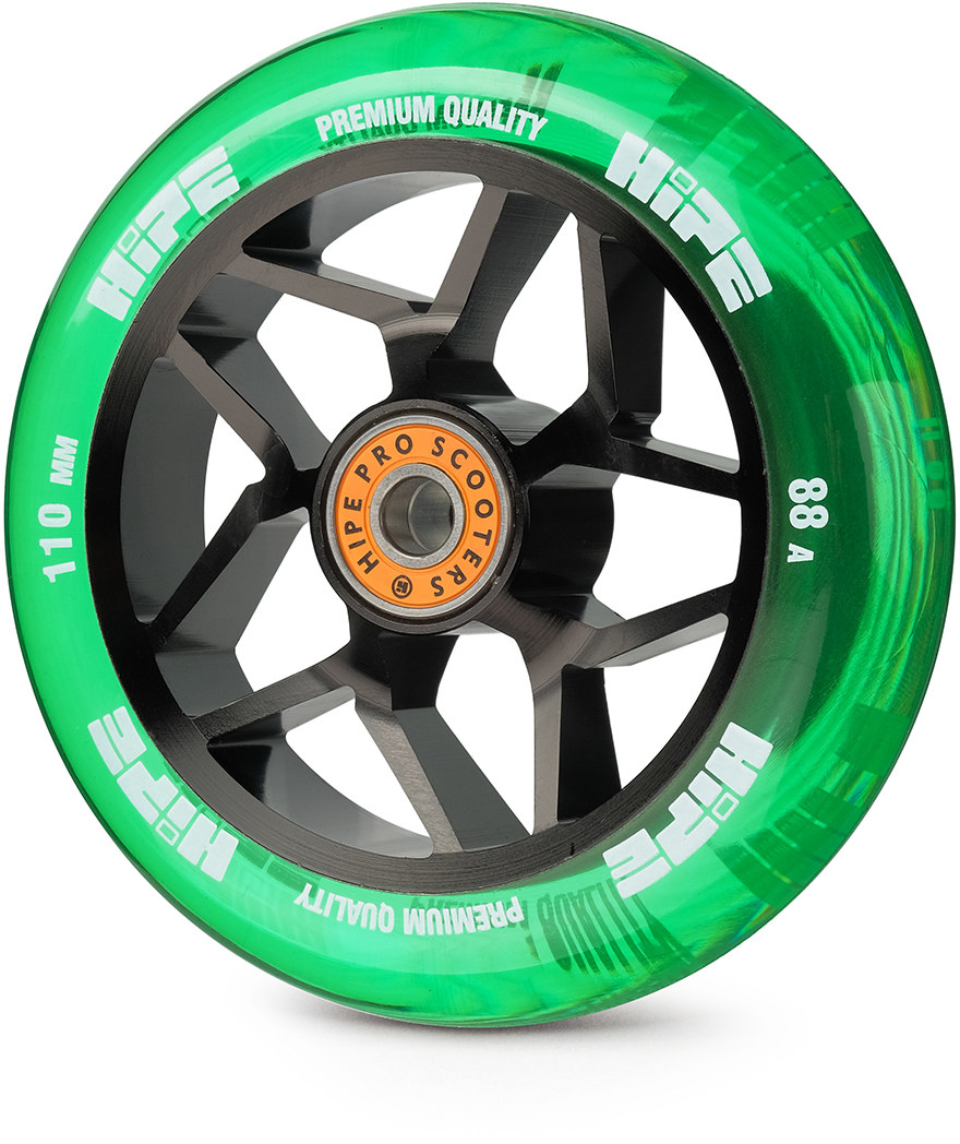 

Колесо для трюкового самоката Hipe Star 110 мм black/transparent/green (250711)