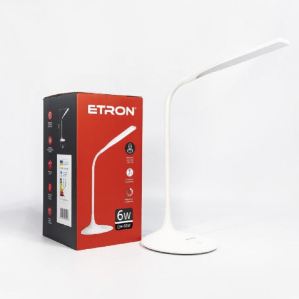 

Умная настольная легкая светодиодная лампа ETRON Desk Lamp 6W со встроенным светорегулятором White-delta (1000000657)