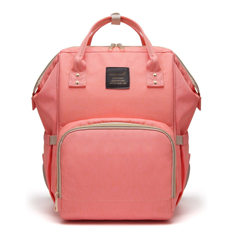 

Женская сумка-рюкзак для мам Machine Bird с термокарманами и креплением на коляску, 18л Розовый