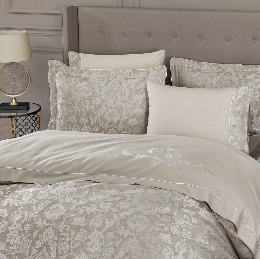 

Постельное белье Tivolyo Home жаккард делюкс + лен Fortuny Цвет бежевый