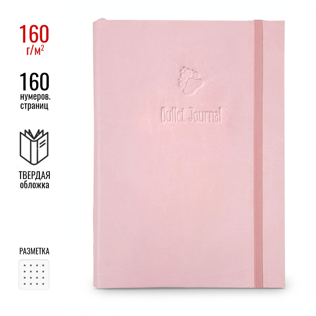 

Блокнот WolfPapers Bullet Journal 160 Pastel кожзам твердая обложка A5 80 листов Розовый (nb017-1688)