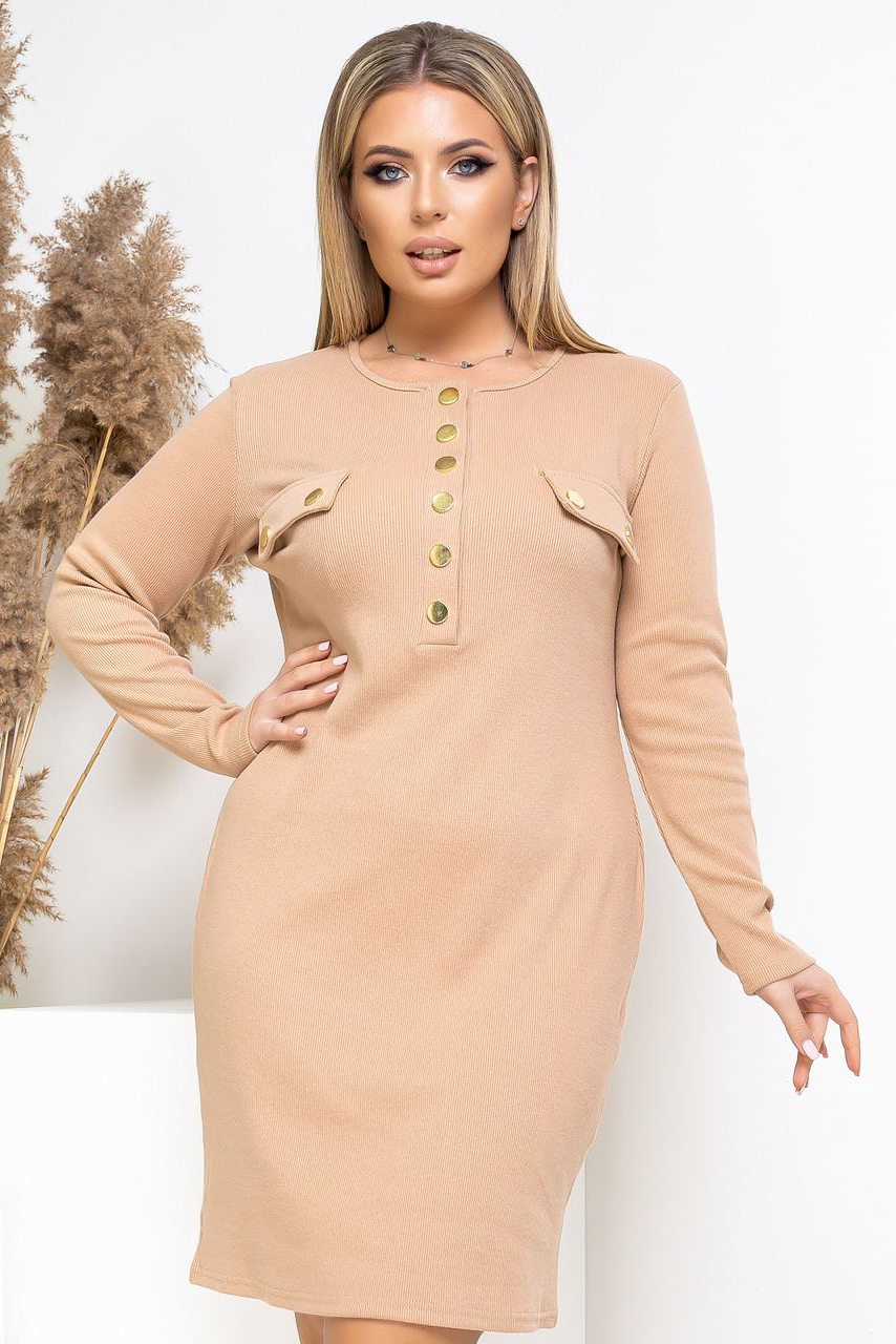 

Вязаное платье мини в рубчик Фасон 29759_48-50 48-50