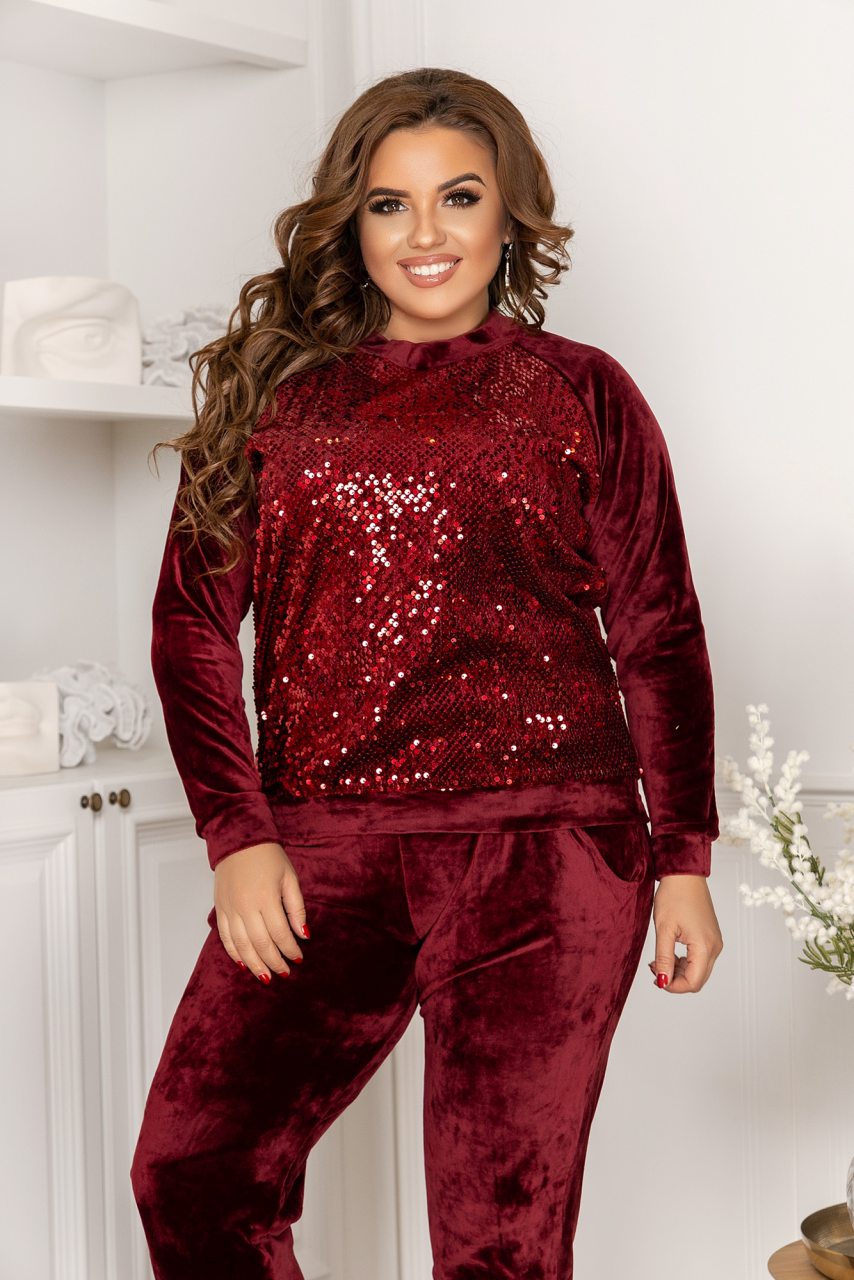 

Велюровый костюм с отделкой из пайеток Фасон 30591_54-58 54-58