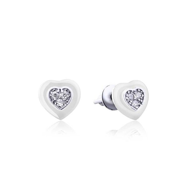 

Срібні сережки цвяшки "Heart White"