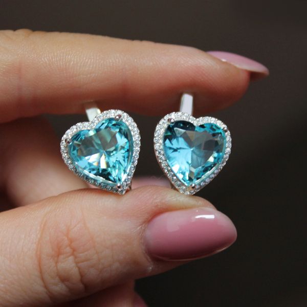 

Срібні сережки "Heart Blue"