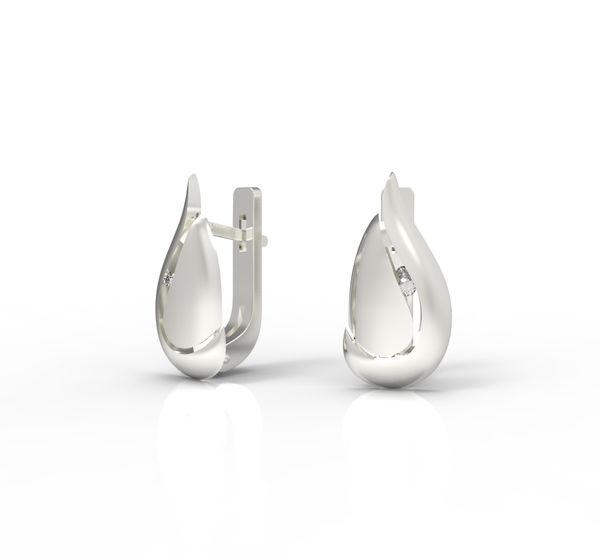 

Срібні сережки "Wave Diamond"