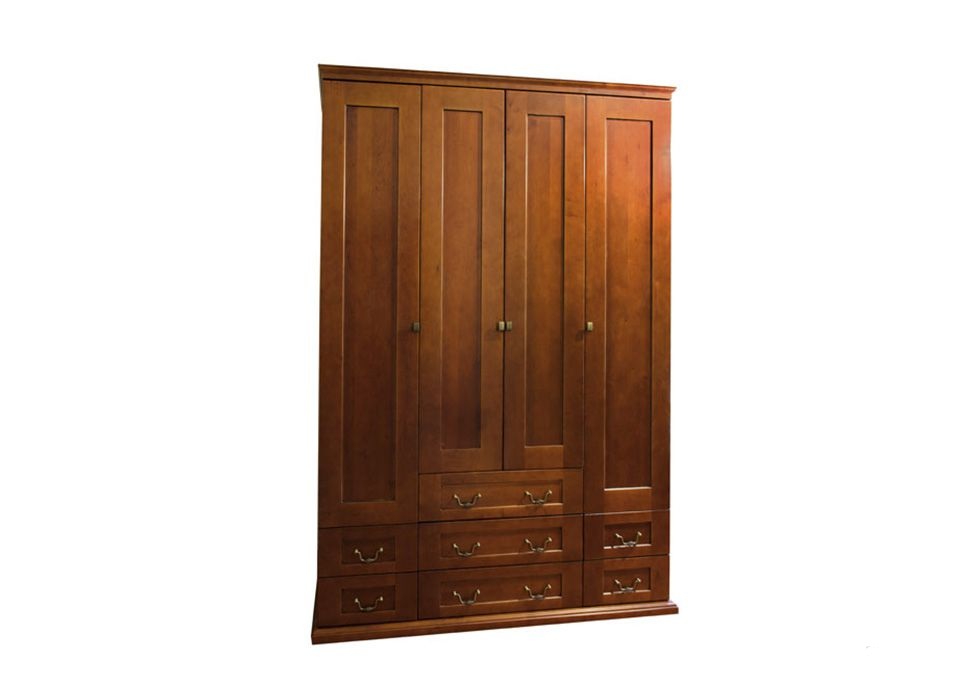 

Шкаф четырехдверный из натурального дерева с филенчатым фасадом в спальню 170×230×55 Елисеевская мебель